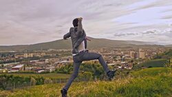 SLO MO Cheerful businessman jumping in success Stock Footage