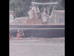 SYND03/03/72 QUEEN TAKES A TRIP DOWN SARAWAK RIVER News Clip