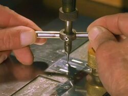 CU, Employee tracing small engraving with master pantograph, close-up of hands, Washington DC, USA Stock Footage