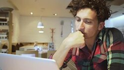 Young man analyzing data. Stock Footage