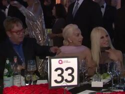 Lady Gaga, Elton John, and Donatella Versace at the Elton John AIDS Foundation Presents 22nd Annual Academy Awards Viewing Party Sponsored By Chopard, Neuro Drinks And Wells Fargo Stock Footage