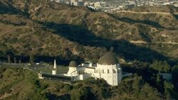 The Griffith Observatory, perched in the Santa Monica Mountains, in Los Angeles, California. Stock Footage