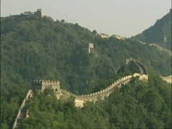 Great Wall of China on hillside, Mutianyu, China Stock Footage