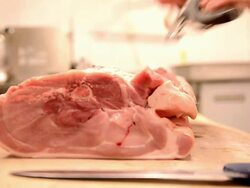 UK butcher's shop John F Pritchard's in the Minster Town of Southwell, Nottinghamshire on March 5, 2013. Stock Footage