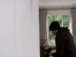 Burglar climbing stairs and stealing passport and jewelry from bedroom Stock Footage