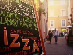 Typical Tourists Restaurant menu in the Street of Rome Stock Footage