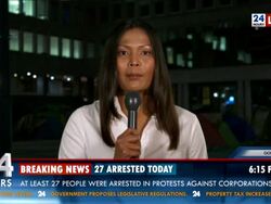 HD: Thai Journalist Reporting Live On Location Stock Footage