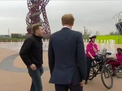Prince Harry speaking with people at Olympic Park News Clip