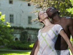 HD DOLLY: Affectionate Ballet Dancers Stock Footage