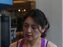 Close up of woman working out at the gym, jumping rope. Stock Footage