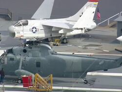 MS AERIAL Shot of people roaming at USS Yorktown Museum / South Carolina, United States Stock Footage