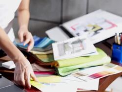 Interior designer working Stock Footage