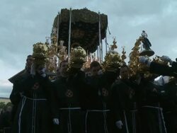 MS Holy week procession AUDIO / Malaga, Andalusia, Spain        Stock Footage