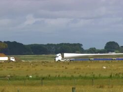 WS TS View of Turbine blade arriving on truck / Macarthur, Victoria, Australia Stock Footage