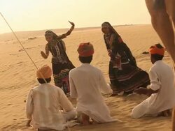 Rajasthani women dancing on desert, Sam Desert, Jaisalmer, Rajasthan, India Stock Footage