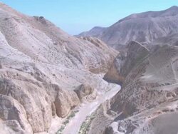 Aerial wadi in Judean Desert, Israel Stock Footage