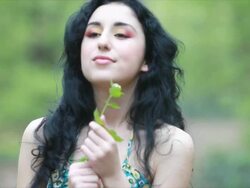 pretty girl enjoys fresh air and spring Stock Footage
