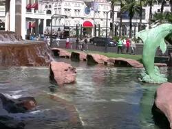Mirage Resort and Casino Lagoon facing Las Vegas Boulevard Stock Footage