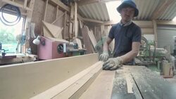 Craftsmen are cutting wood for making furniture Stock Footage