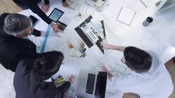 CS Team of architects brainstorming the design solutions Stock Footage