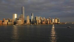 One World Trade Center and Downtown Manhattan across the Hudson River, New York, Manhattan, United States of America Stock Footage
