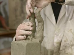 HD DOLLY: Sculptor Artist Making A New Statue Stock Footage