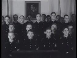 A Dutch/German school for teachers with national-socialistic principles is opened by the German minister for Education, Bernhard Rust. Rust and Seyss-Inquart visit several classrooms Stock Footage