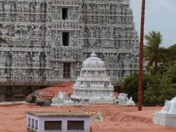 WS ZO View of Suchindram Temple / Kanyakumari, Tamil Nadu, India Stock Footage