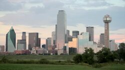 Dallas, Texas, USA, city skyline, dusk Stock Footage