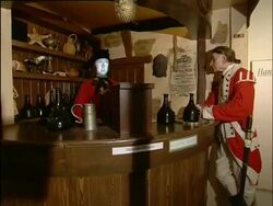 Portsmouth, Royal Marines museum; inside Grand entrance lobby with elegant staircase lined with paintings and trophies. Gallery view with various mock-ups on board ship. 2004; short sequence. Model, Property, Narration and other third party rights are not Stock Footage
