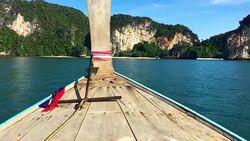 Thailand, Drive On Long tail Boat At Krabi Islands Stock Footage