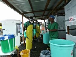 Ebola Case Management Facility ELWA 3 In Monrovia Stock Footage