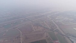 Aerial View of Air Pollution In China Stock Footage