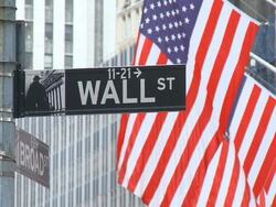 American Flag in Wall Street Stock Footage