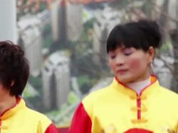 MS TD Villagers performing gongs and drums in traditional festive folk celebration or carnival during chinese spring festival  AUDIO  / xi'an, shaanxi, china Stock Footage