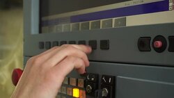 Technician operating control panel in control room Stock Footage