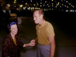 Charlton and Lydia Heston Help Open Indoor Ice Skating Rink Stock Footage