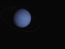 "Distance shot of Neptune, Neptune's rings and orbiting moons" Stock Footage