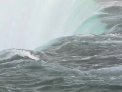 CU Edge of Horse shoe Falls in winter / Niagara Falls, Ontario, Canada Stock Footage