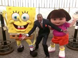 Nick Cannon at Nick Cannon Helps Kick off Nickelodeon's Week-long 10th Annual Day of Play with Empire State Bldg Lighting Stock Footage