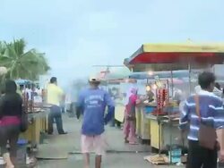 MS T/L View of Food market / Kota Kinabalu, Sabah, Malaysia  Stock Footage