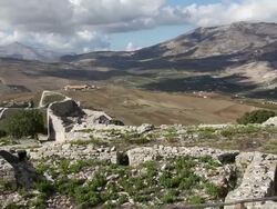 Segesta, general view of the theater and the valley Stock Footage