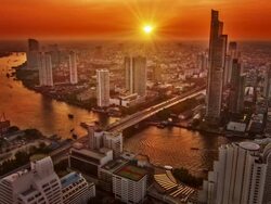 Sunset over Bangkok Stock Footage