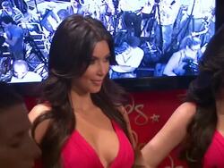 Kris Jenner, Kim Kardashian and Kim's wax figure Stock Footage