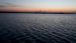 sunset views seen during Boat ride along the Danube Delta canals Stock Footage