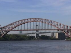 The Hells Gate Railroad Bridge (originally the East River Arch Bridge)  Stock Footage