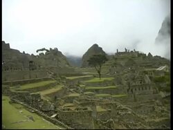 Machu Picchu, ruins and mountains, MS, Peru Stock Footage