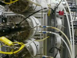 MS PAN Technician adjusting wires in laboratory (Research and development of solar energy conversion materials) / Ann Arbor, Michigan, United States  Stock Footage