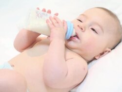 infant and baby bottles Stock Footage