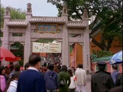 Crowd of people queuing up to visit temple, Chinese new year, Wong Tai Sin Temple, Hong Kong Stock Footage